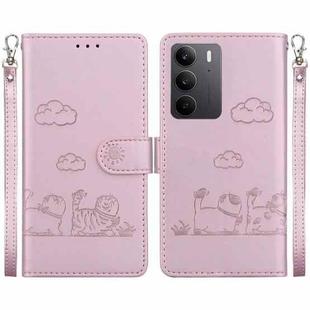 For Realme C75 Cute Cats RFID Leather Phone Case(Rose Gold)