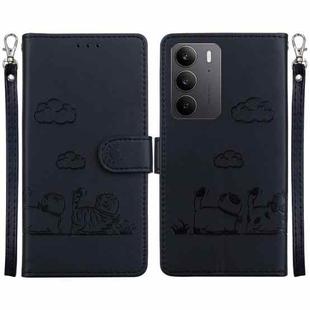 For Realme C75 Cute Cats RFID Leather Phone Case(Black)