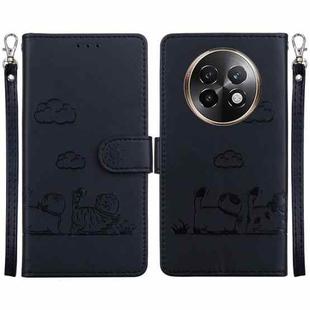 For Realme 13+ Global Cute Cats RFID Leather Phone Case(Black)