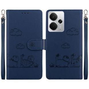 For Realme 14 Cute Cats RFID Leather Phone Case(Blue)