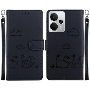For Realme 14 Cute Cats RFID Leather Phone Case(Black)