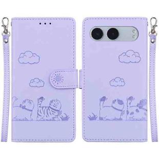 For OnePlus Nord 4 Cute Cats RFID Leather Phone Case(Purple)