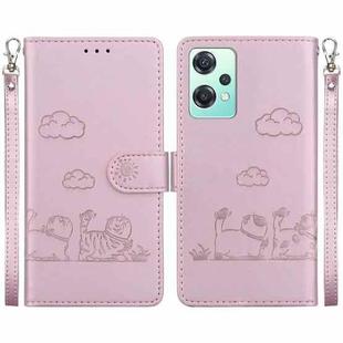 For OnePlus Nord CE 2 Lite 5G Cute Cats RFID Leather Phone Case(Rose Gold)