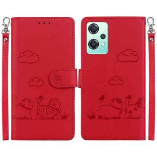 For OnePlus Nord CE 2 Lite 5G Cute Cats RFID Leather Phone Case(Red)