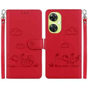 For OnePlus Nord CE 3 Lite Cute Cats RFID Leather Phone Case(Red)