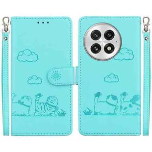 For OnePlus 13 Cute Cats RFID Leather Phone Case(Green)