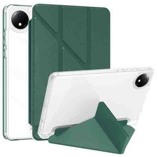 For Xiaomi Redmi Pad SE 8.7 Clear Acrylic Deformation Leather Tablet Case(Dark Green)