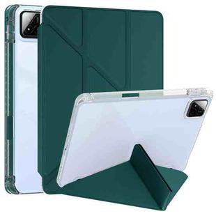 For Xiaomi Pad 7 / 7 Pro Clear Acrylic Deformation Leather Tablet Case(Dark Green)