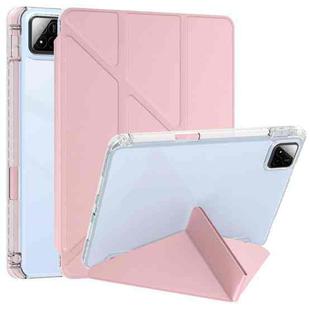 For Xiaomi Pad 7 / 7 Pro Clear Acrylic Deformation Leather Tablet Case(Pink)