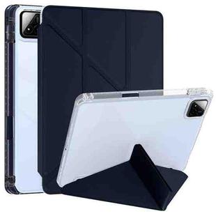 For Xiaomi Pad 7 / 7 Pro Clear Acrylic Deformation Leather Tablet Case(Dark Blue)