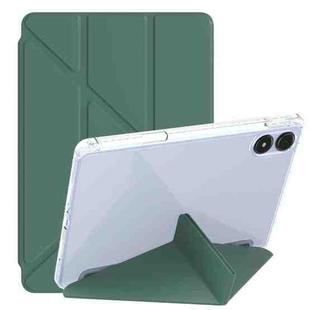 For Xiaomi Redmi Pad 12.1 Clear Acrylic Deformation Leather Tablet Case(Dark Green)