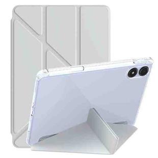 For Xiaomi Redmi Pad 12.1 Clear Acrylic Deformation Leather Tablet Case(Grey)
