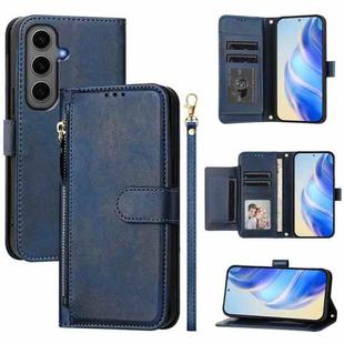 For Samsung Galaxy S24+ 5G Multi-Card Slots Zipper Wallet Leather Phone Case(Blue)