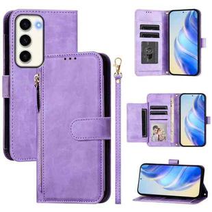 For Samsung Galaxy S23 5G Multi-Card Slots Zipper Wallet Leather Phone Case(Purple)