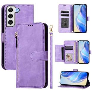 For Samsung Galaxy S21 FE 5G Multi-Card Slots Zipper Wallet Leather Phone Case(Purple)
