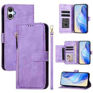 For Samsung Galaxy A07 4G Multi-Card Slots Zipper Wallet Leather Phone Case(Purple)
