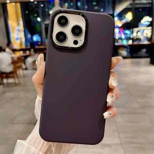 For iPhone 16 Pro Metal Liquid Silicone Skin Feel Phone Case(Dark Purple)