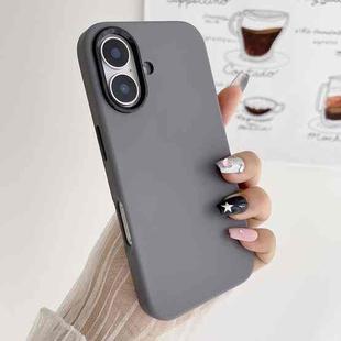 For iPhone 16 Metal Liquid Silicone Skin Feel Phone Case(Grey)