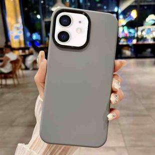 For iPhone 12 Metal Liquid Silicone Skin Feel Phone Case(Grey)