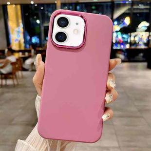 For iPhone 12 Metal Liquid Silicone Skin Feel Phone Case(Rose Red)