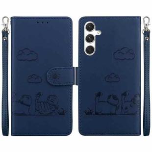 For Samsung Galaxy S24 5G Cute Cats RFID Leather Phone Case(Blue)