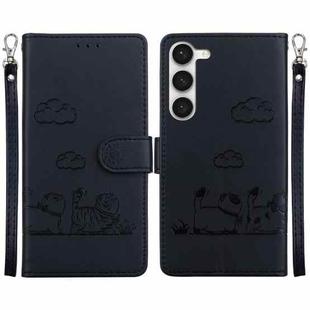 For Samsung Galaxy S23 5G Cute Cats RFID Leather Phone Case(Black)