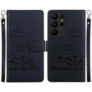 For Samsung Galaxy S23 Ultra 5G Cute Cats RFID Leather Phone Case(Black)