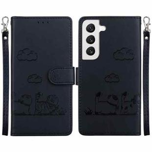 For Samsung Galaxy S22+ 5G Cute Cats RFID Leather Phone Case(Black)