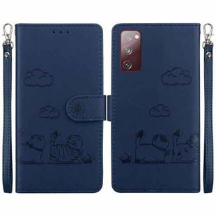 For Samsung Galaxy S20 FE Cute Cats RFID Leather Phone Case(Blue)