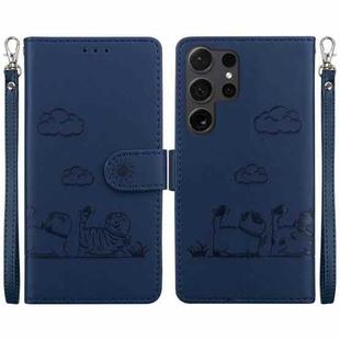 For Samsung Galaxy S25 Ultra 5G Cute Cats RFID Leather Phone Case(Blue)