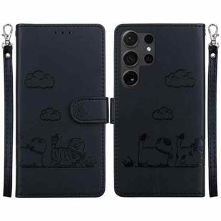 For Samsung Galaxy S25 Ultra 5G Cute Cats RFID Leather Phone Case(Black)