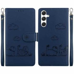 For Samsung Galaxy S25 5G Cute Cats RFID Leather Phone Case(Blue)