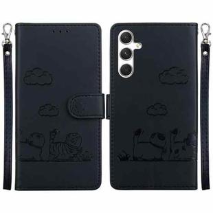 For Samsung Galaxy S25+ 5G Cute Cats RFID Leather Phone Case(Black)