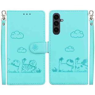 For Samsung Galaxy S25 FE 5G Cute Cats RFID Leather Phone Case(Green)
