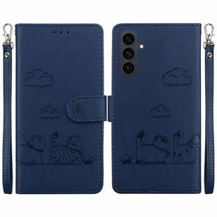 For Samsung Galaxy S25 FE 5G Cute Cats RFID Leather Phone Case(Blue)