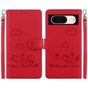 For Google Pixel 8 Pro Cute Cats RFID Leather Phone Case(Red)