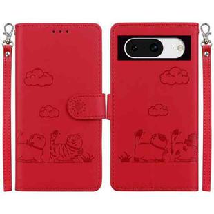 For Google Pixel 8 Cute Cats RFID Leather Phone Case(Red)