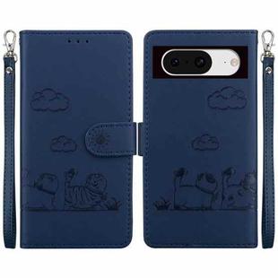 For Google Pixel 8 Cute Cats RFID Leather Phone Case(Blue)