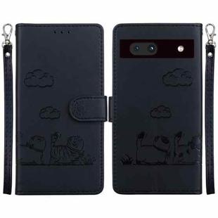 For Google Pixel 7a Cute Cats RFID Leather Phone Case(Black)