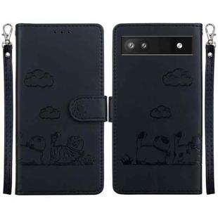 For Google Pixel 6a Cute Cats RFID Leather Phone Case(Black)