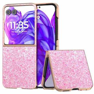 For Motorola Razr 50 Ultra Electroplating Frame Colorful Glitter Phone Case(Purple Pink)