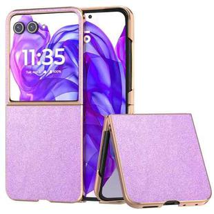 For Motorola Razr 50 Ultra Electroplating Frame Glitter Shockproof Phone Case(Purple)