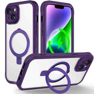 For iPhone 14 / 13 Skin Feel MagSafe Holder 360 Full Body Phone Case(Dark Purple)