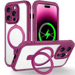 For iPhone 14 Pro Max Skin Feel MagSafe Holder 360 Full Body Phone Case(Rose Red)