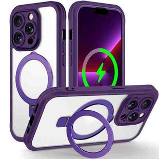 For iPhone 13 Pro Skin Feel MagSafe Holder 360 Full Body Phone Case(Dark Purple)