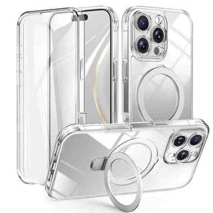 For iPhone 16 Pro Max Skin Feel MagSafe Holder 360 Full Body Phone Case(Transparent)