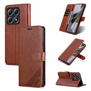 For Xiaomi 14T AZNS Sheepskin Texture Flip Leather Phone Case(Brown)