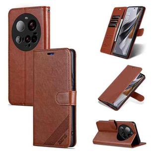 For Xiaomi 15 Ultra AZNS Sheepskin Texture Flip Leather Phone Case(Brown)