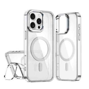 For iPhone 16 Pro Acrylic Camera Holder MagSafe Magnetic Phone Case(White)