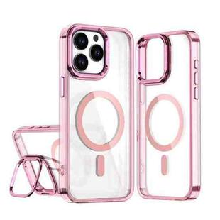 For iPhone 15 Pro Max Acrylic Camera Holder MagSafe Magnetic Phone Case(Pink)